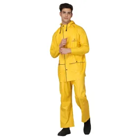 THE CLOWNFISH Oceanic Men's Waterproof PVC Raincoat with Hood and Reflector Logo at Back for Night Travelling. Set of Top and Bottom (Blue, XXL)