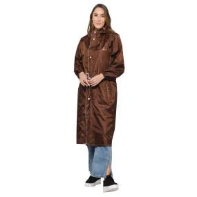 THE CLOWNFISH Polyester Raincoats For Women Raincoat For Ladies Waterproof Reversible Double Layer. Drizzle Diva Series (Brown, X-Large)