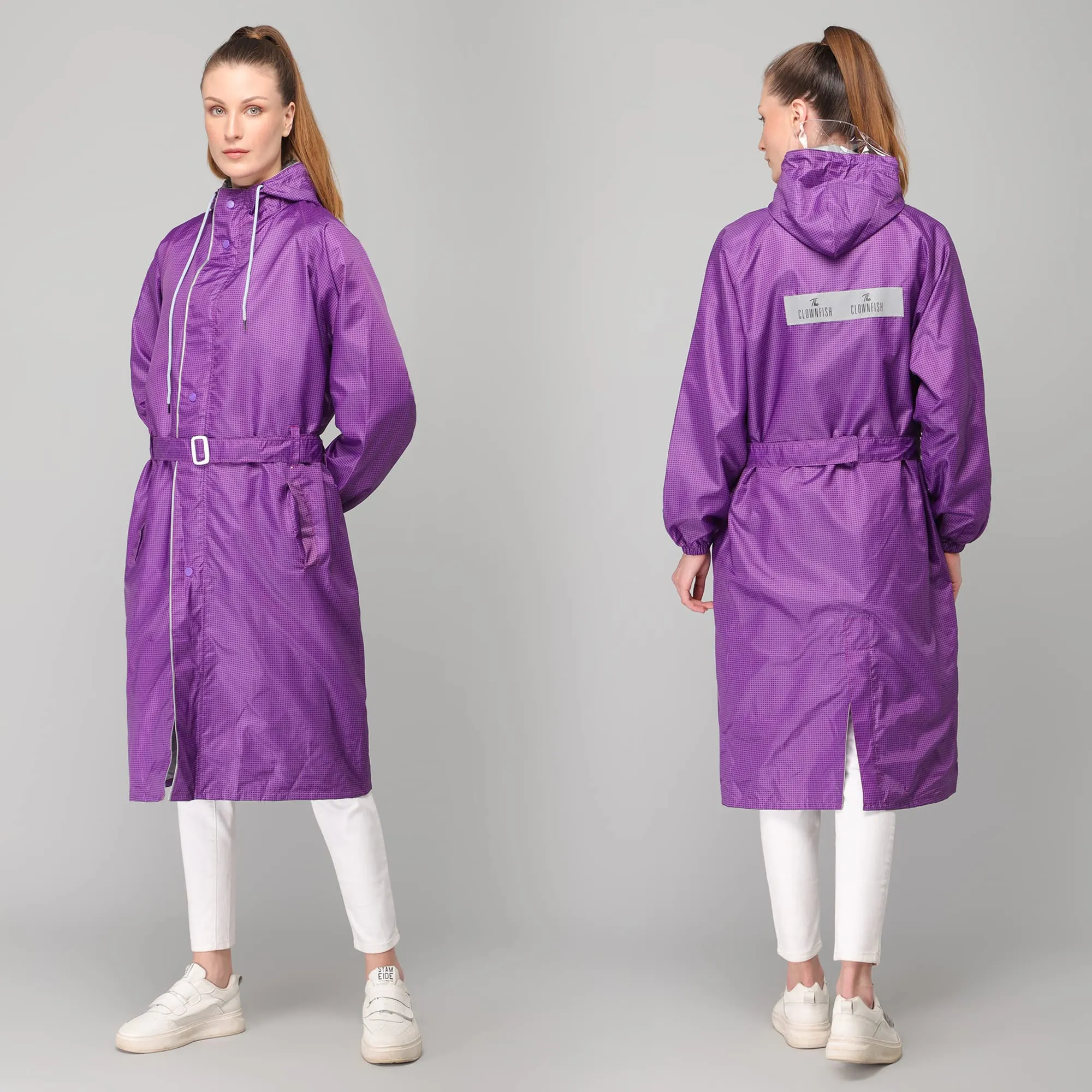 THE CLOWNFISH Raincoats for Women Rain Coat for Women Raincoat for Ladies Waterproof Reversible Double Layer Longcoat with Storage Bag. Azalea Pro Seies (Blue, XX-Large)