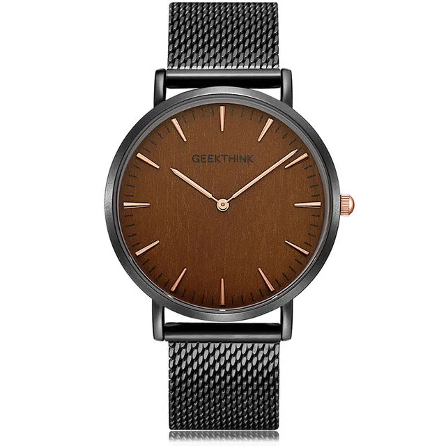 Top Brand Luxury Quartz Watch men Casual Black Japan quartz-watch stainless steel Wooden Face ultra thin clock male Relogio New