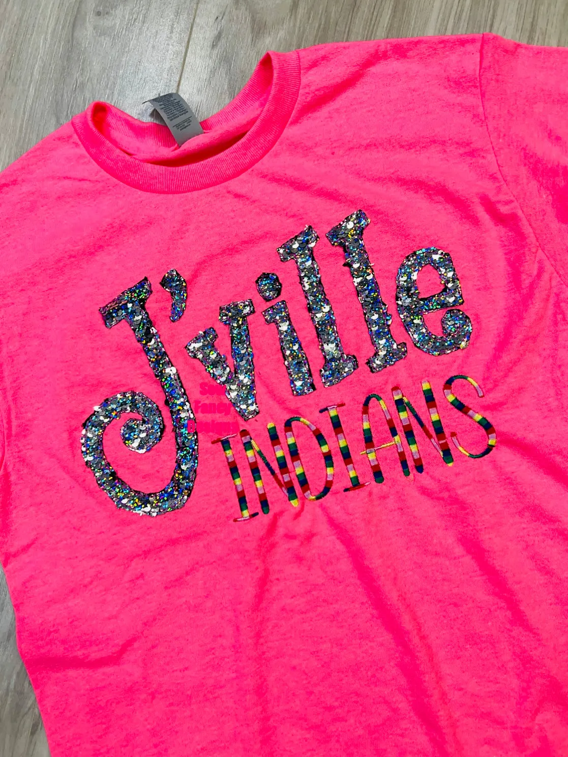 Town and Team Name - Whoville Style - Sequins and Variegated Thread