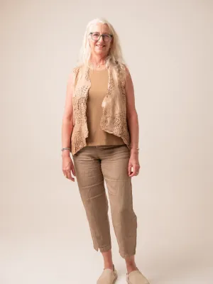 Transit Signature Split Front Linen Trouser in Clay