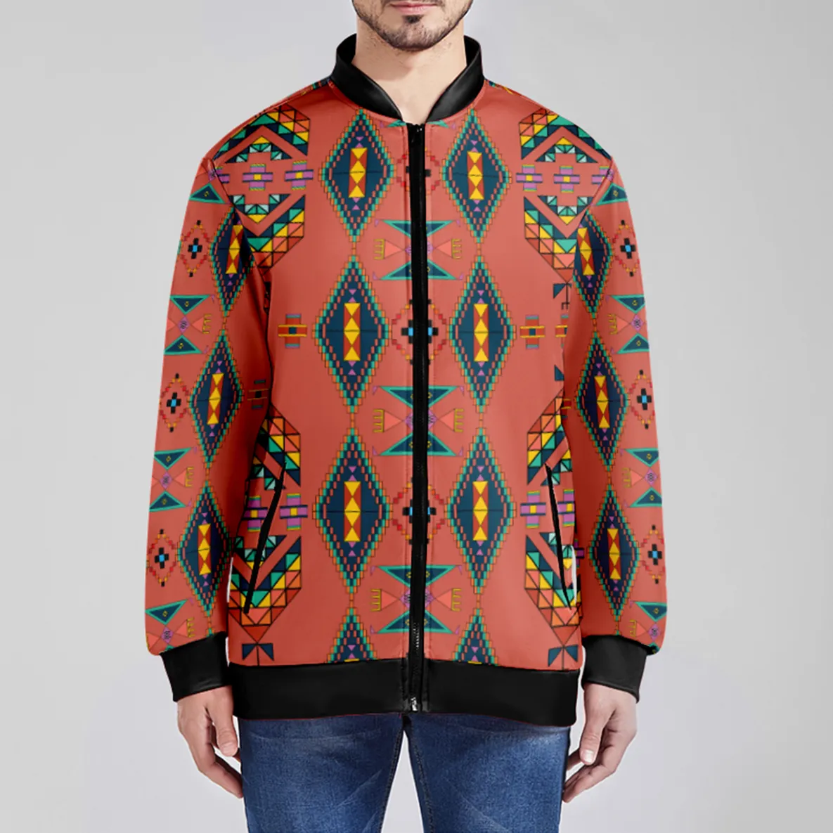 Travois Tipi Canyon Earth Zippered Collared Lightweight Jacket