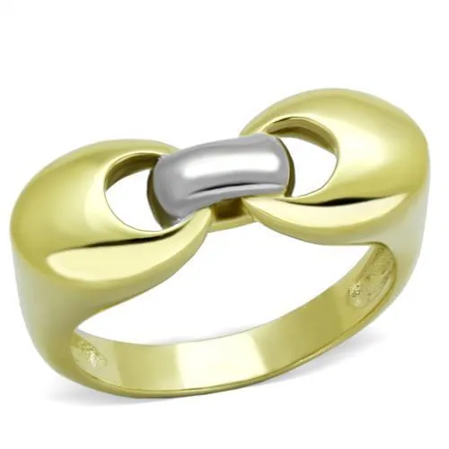 Two-Tone IP Gold (Ion Plating) Stainless Steel Ring with No Stone for Women Style TK1915