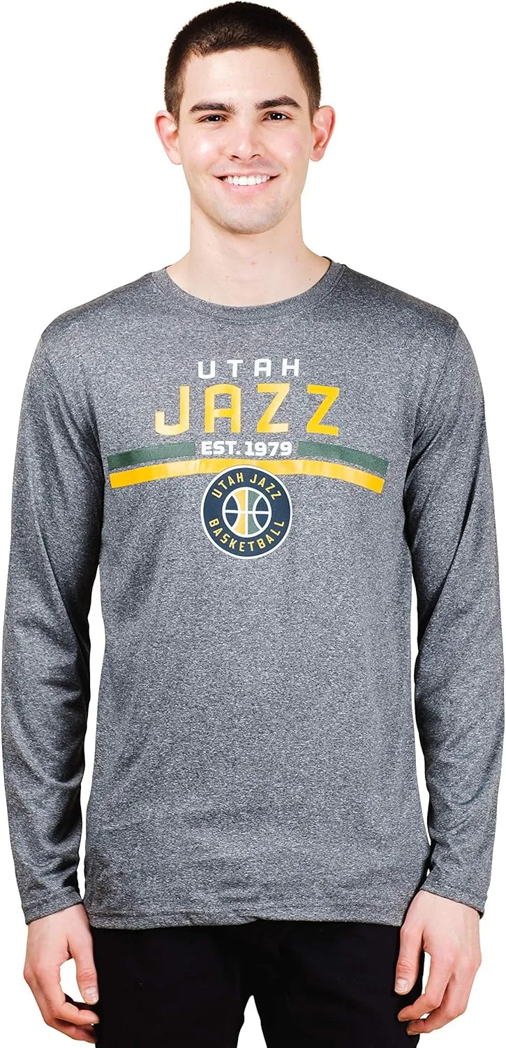 Ultra Game NBA Official Men's Active Long Sleeve Pullover T-Shirt, Utah Jazz|Utah Jazz