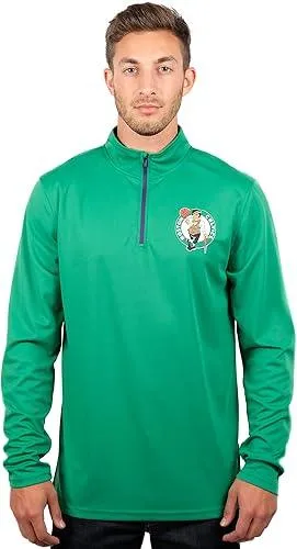 Ultra Game NBA Official Men’s Quarter Zip Long Sleeve Pullover T-Shirt - Unisex Boston Celtics|Boston Celtics