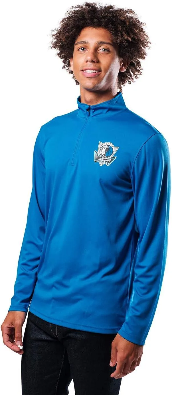 Ultra Game NBA Official Men’s Quarter Zip Long Sleeve Pullover T-Shirt - Unisex Dallas Mavericks|Dallas Mavericks