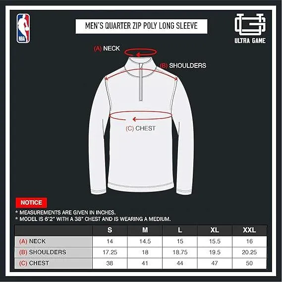 Ultra Game NBA Official Men’s Quarter Zip Long Sleeve Pullover T-Shirt - Unisex Indiana Pacers|Indiana Pacers