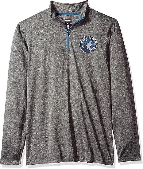 Ultra Game NBA Official Men’s Quarter Zip Long Sleeve Pullover T-Shirt - Unisex Minnesota Timberwolves|Minnesota Timberwolves