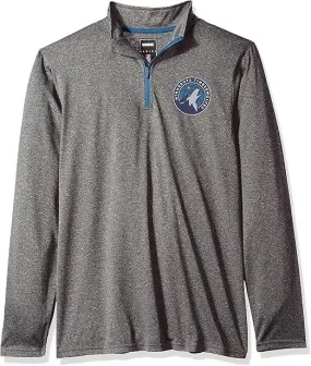 Ultra Game NBA Official Men’s Quarter Zip Long Sleeve Pullover T-Shirt - Unisex Minnesota Timberwolves|Minnesota Timberwolves