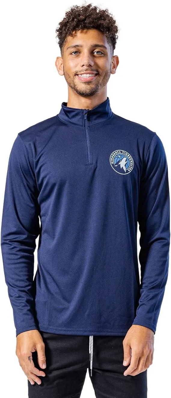 Ultra Game NBA Official Men’s Quarter Zip Long Sleeve Pullover T-Shirt - Unisex Minnesota Timberwolves|Minnesota Timberwolves