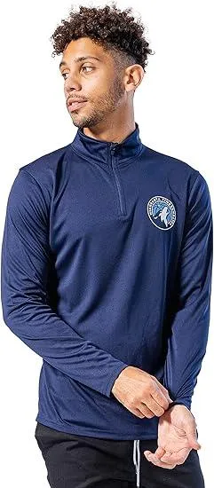 Ultra Game NBA Official Men’s Quarter Zip Long Sleeve Pullover T-Shirt - Unisex Minnesota Timberwolves|Minnesota Timberwolves