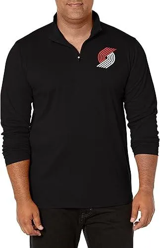 Ultra Game NBA Official Men’s Quarter Zip Long Sleeve Pullover T-Shirt - Unisex Portland Trail Blazers|Portland Trail Blazers