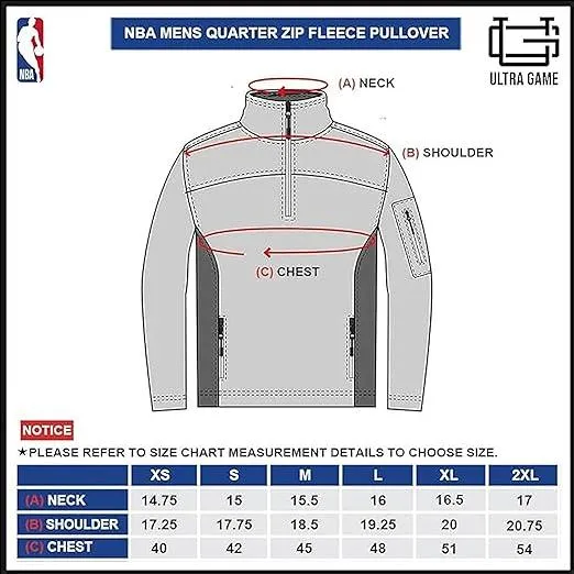 Ultra Game NBA Official Men’s Super Soft  Quarter Zip Pullover Sweatshirt with Zipper Pockets - Unisex, Los Angeles Lakers, Team Color|Los Angeles Lakers