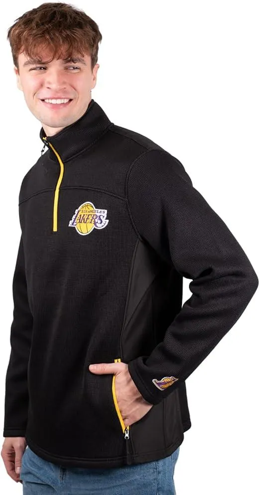 Ultra Game NBA Official Men’s Super Soft  Quarter Zip Pullover Sweatshirt with Zipper Pockets - Unisex, Los Angeles Lakers, Team Color|Los Angeles Lakers