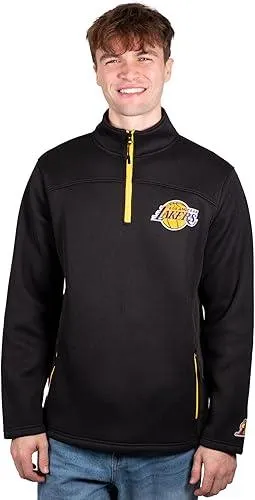 Ultra Game NBA Official Men’s Super Soft  Quarter Zip Pullover Sweatshirt with Zipper Pockets - Unisex, Los Angeles Lakers, Team Color|Los Angeles Lakers