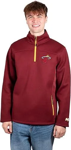 Ultra Game NBA Official Men’s Super Soft  Quarter Zip Pullover Sweatshirt with Zipper Pockets - Unisex, Miami Heat, Team Color|Miami Heat