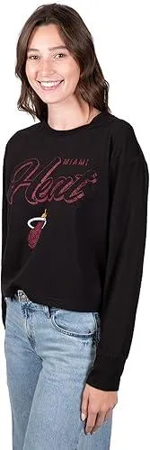 Ultra Game NBA Official Women's Super-Soft Crop Top Shirt, Miami Heat|Miami Heat