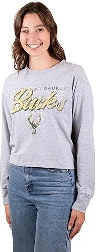 Ultra Game NBA Official Women's Super-Soft Crop Top Shirt, Milwaukee Bucks|Milwaukee Bucks