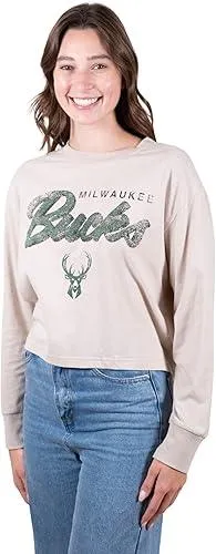 Ultra Game NBA Official Women's Super-Soft Crop Top Shirt, Milwaukee Bucks|Milwaukee Bucks