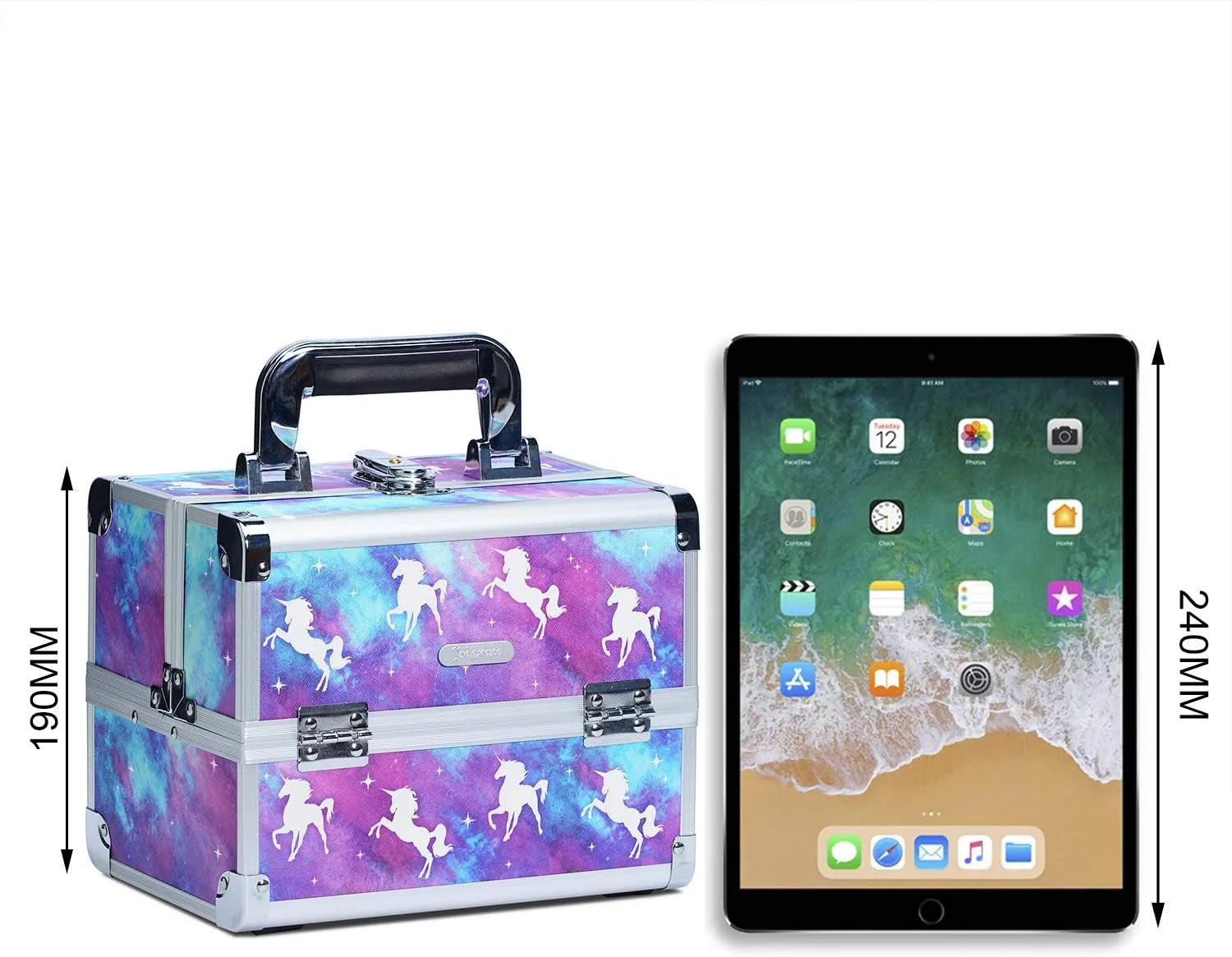 Unicorn Makeup Box Vanity Case Cosmetic Organiser Case Beauty Box with Mirror and Magnification(5X) Spot Mirror