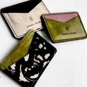 Urban Edge Collection | Card Holder | Distressed Pink Jade   Olive Leaf