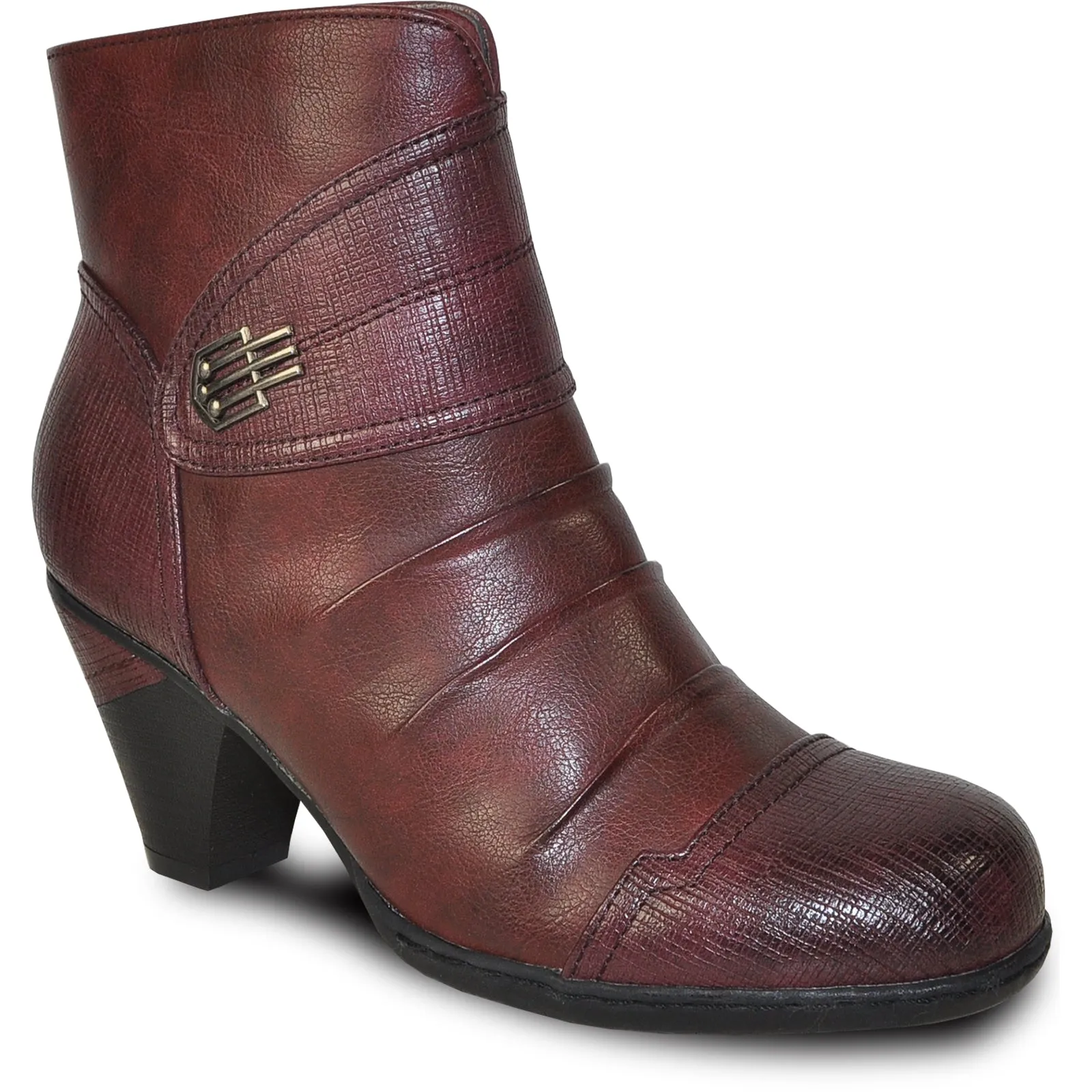 VANGELO Women Boot HF8400 Ankle Dress Boot Bordo Red