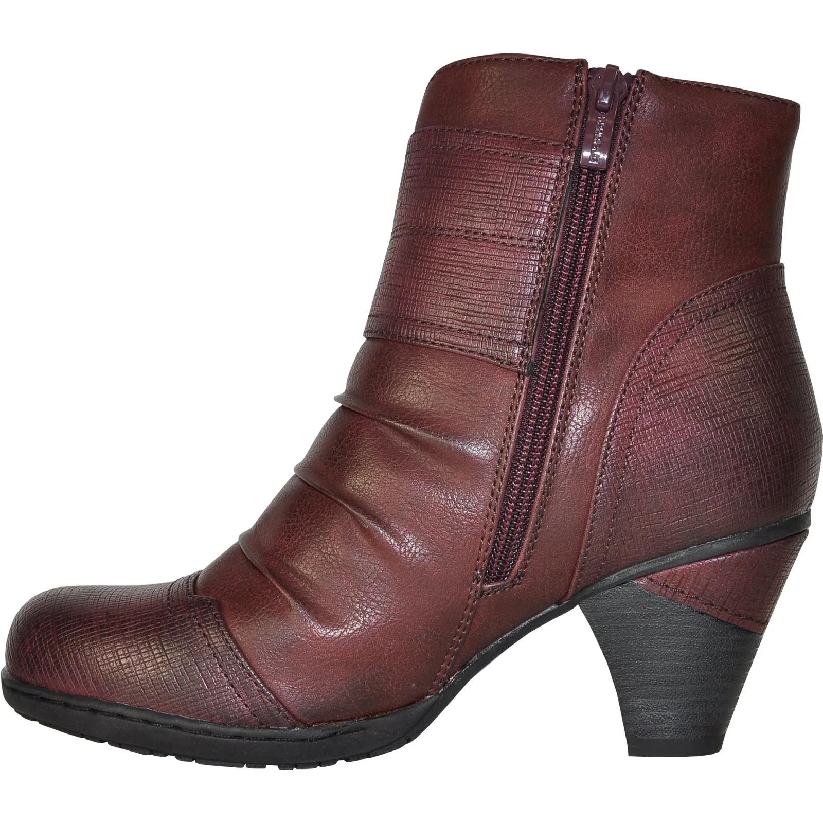 VANGELO Women Boot HF8400 Ankle Dress Boot Bordo Red