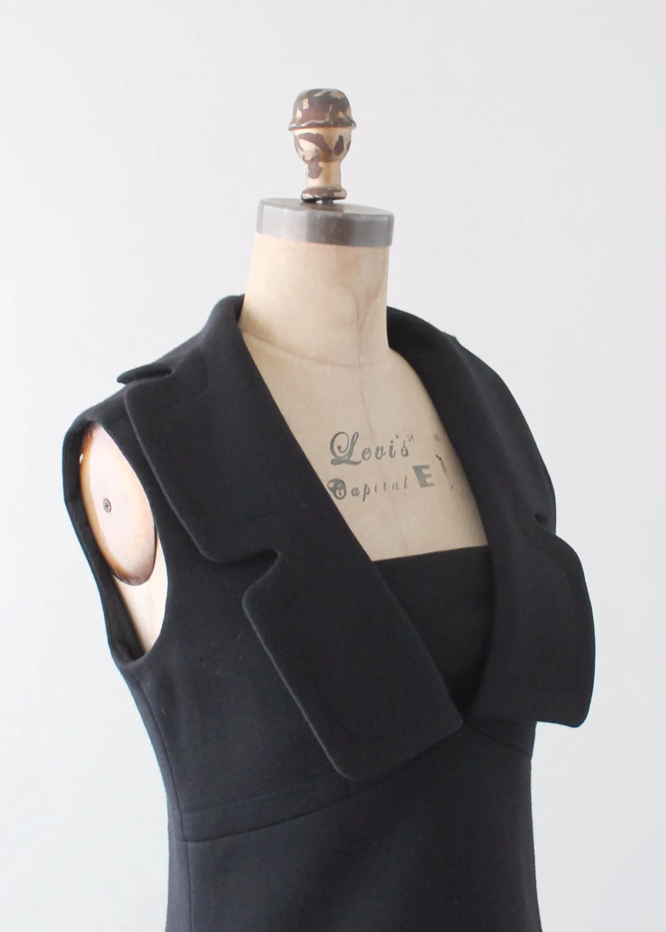 Vintage 1960s Pierre Cardin Minimalist Wool Dress