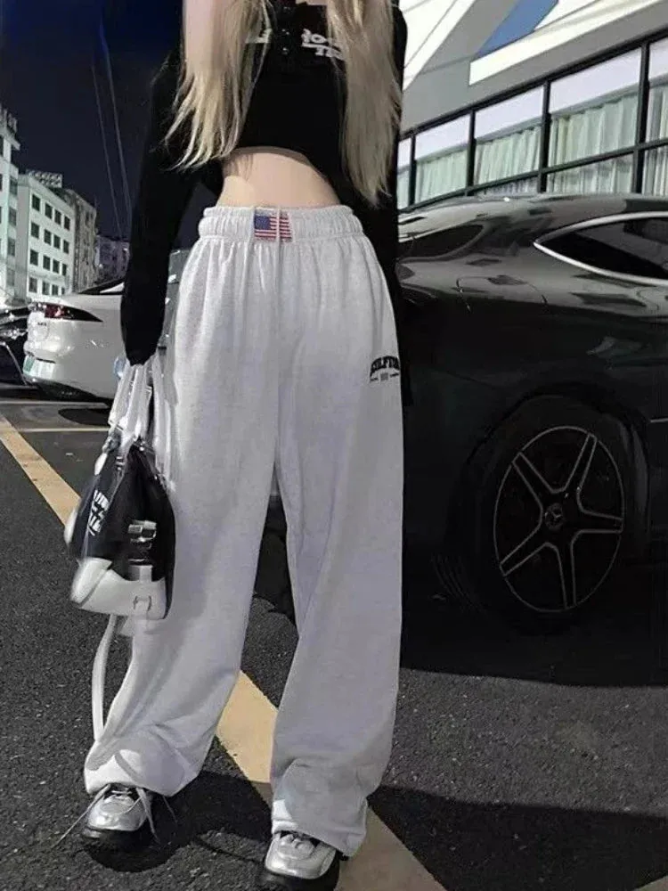 Vintage High Waist Hip Hop Pants Streetwear Casual Fashion Wide Pants