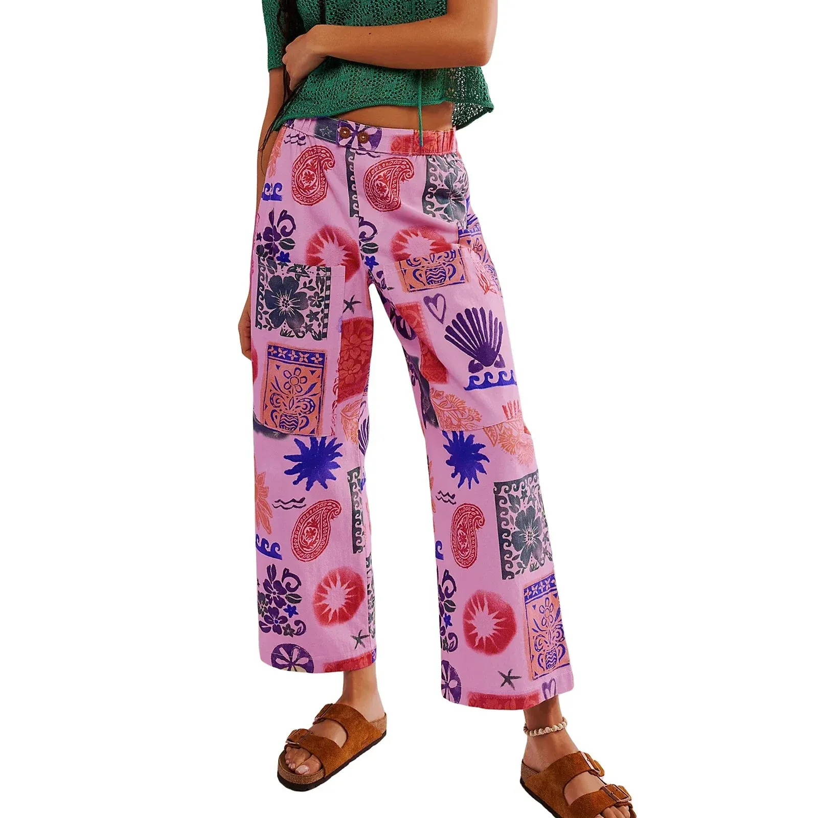 Vintage Printed Loose Long Casual Daily Streetwear Bohemian Pants