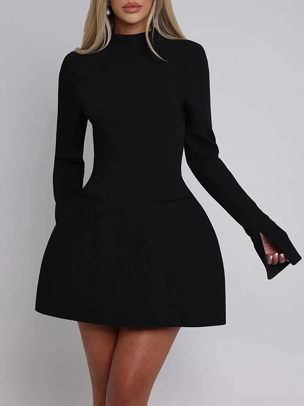 Violet Long Sleeve Backless Mini Dress