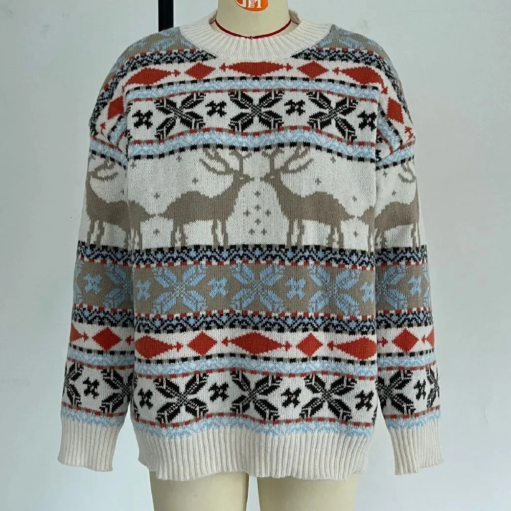 Wenkouban-Christmas Thanksgiving outfits_Casual Long Sleeve Knitted Pullover Basic Jersey Fashion Christmas Sweater