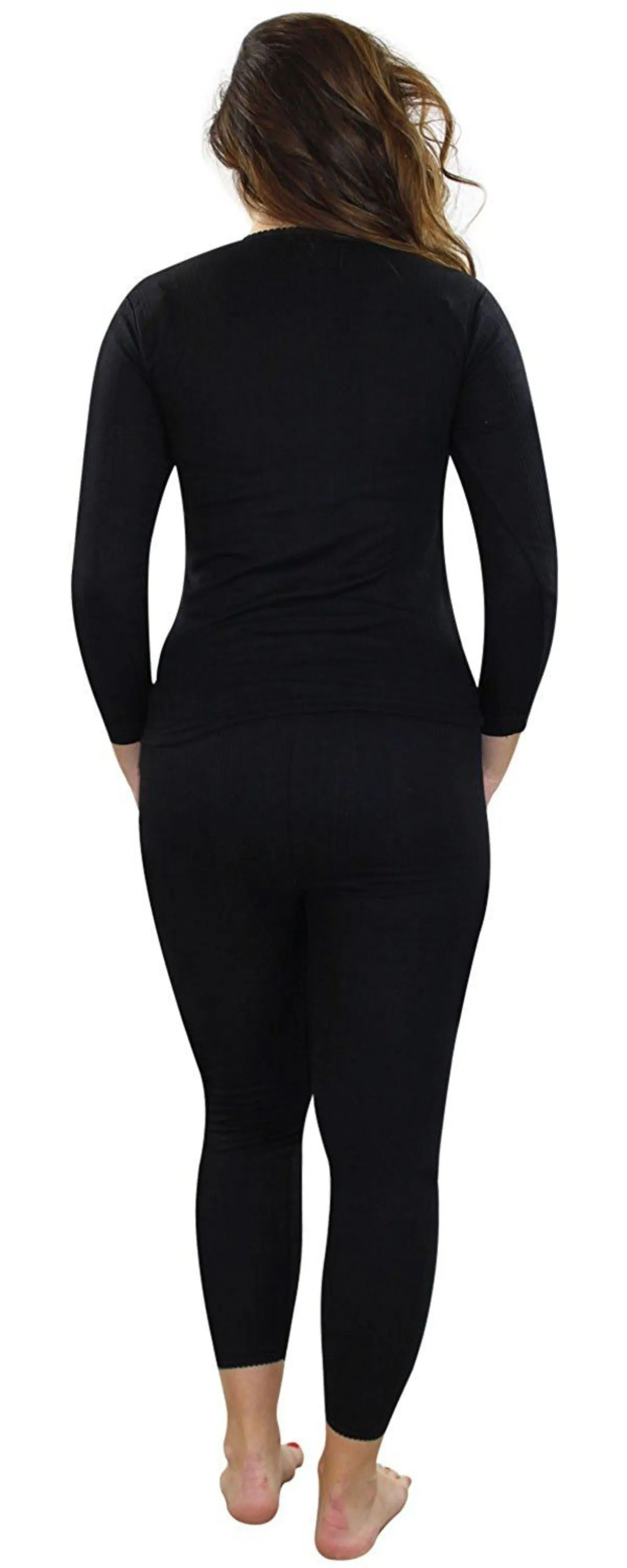 Women Long Sleeve Black Thermal Set