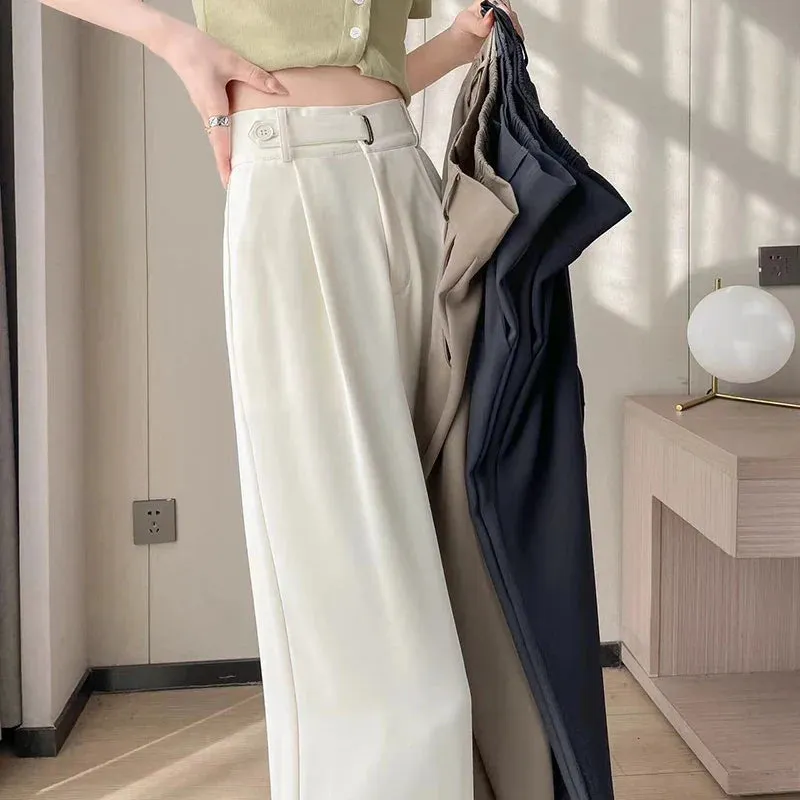 Women Style High Waist Trouser Office Ladies Fashion Grey Suit Pants