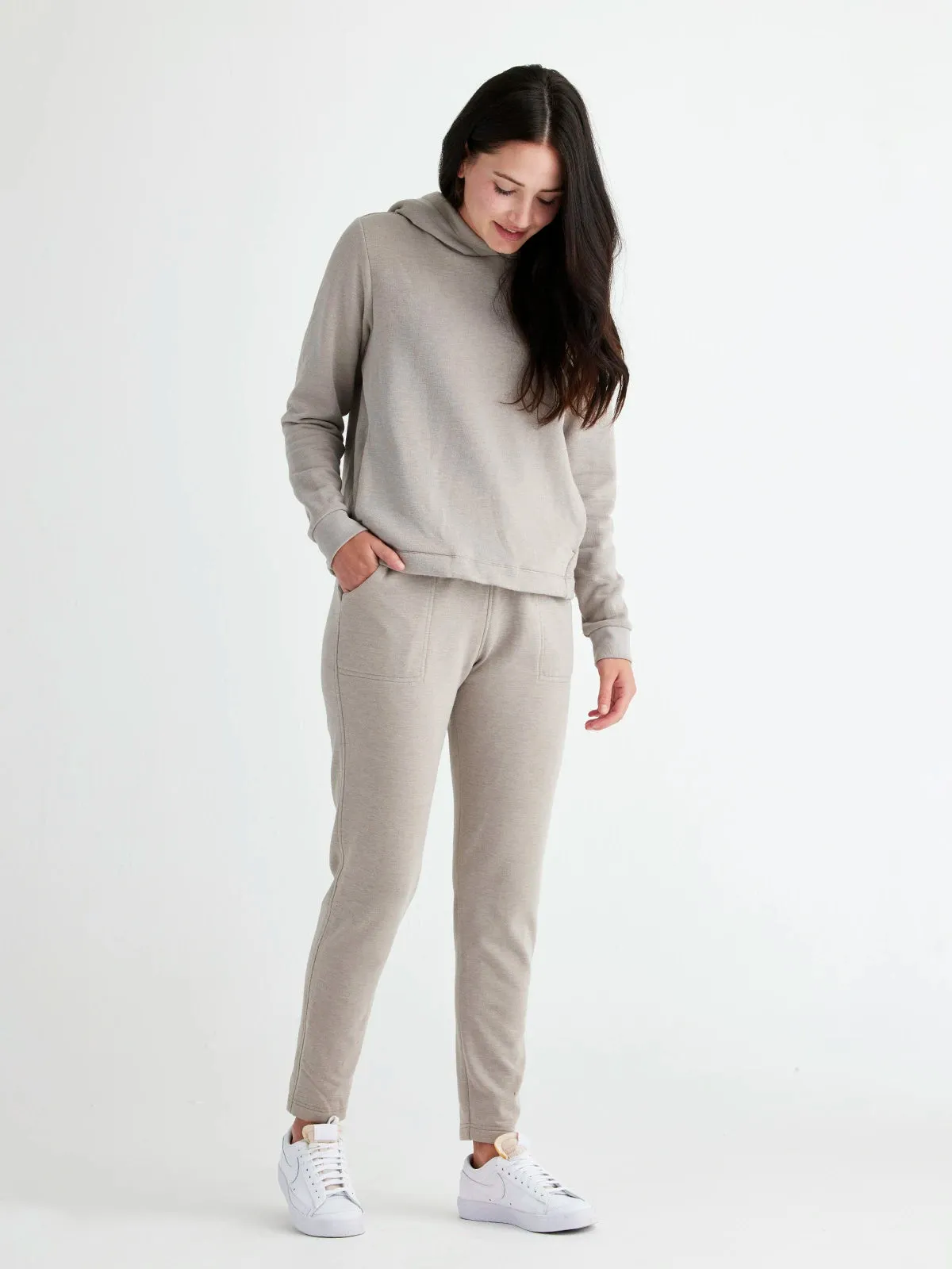 Women's Bamboo Thermal Fleece Hoodie - Heather Stone