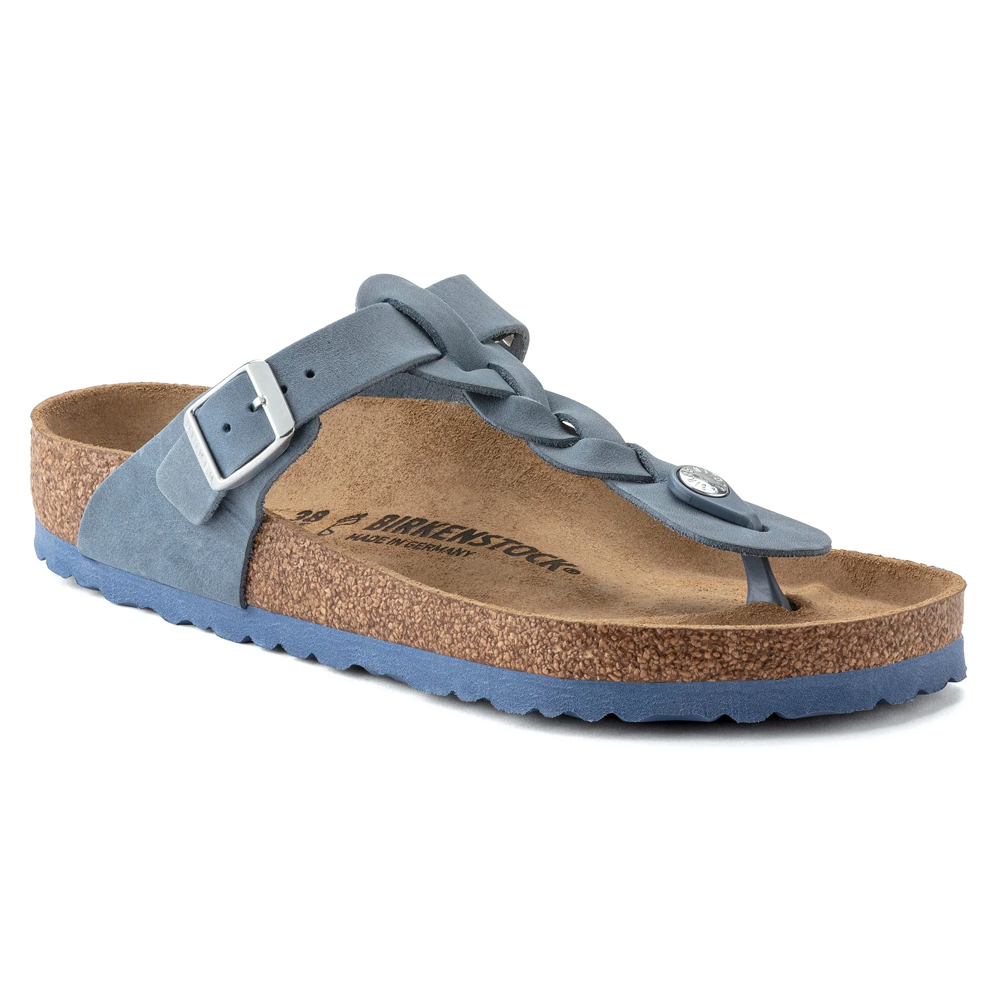 Women's Birkenstock Gizeh Braid Oiled Leather Color: Dusty Blue