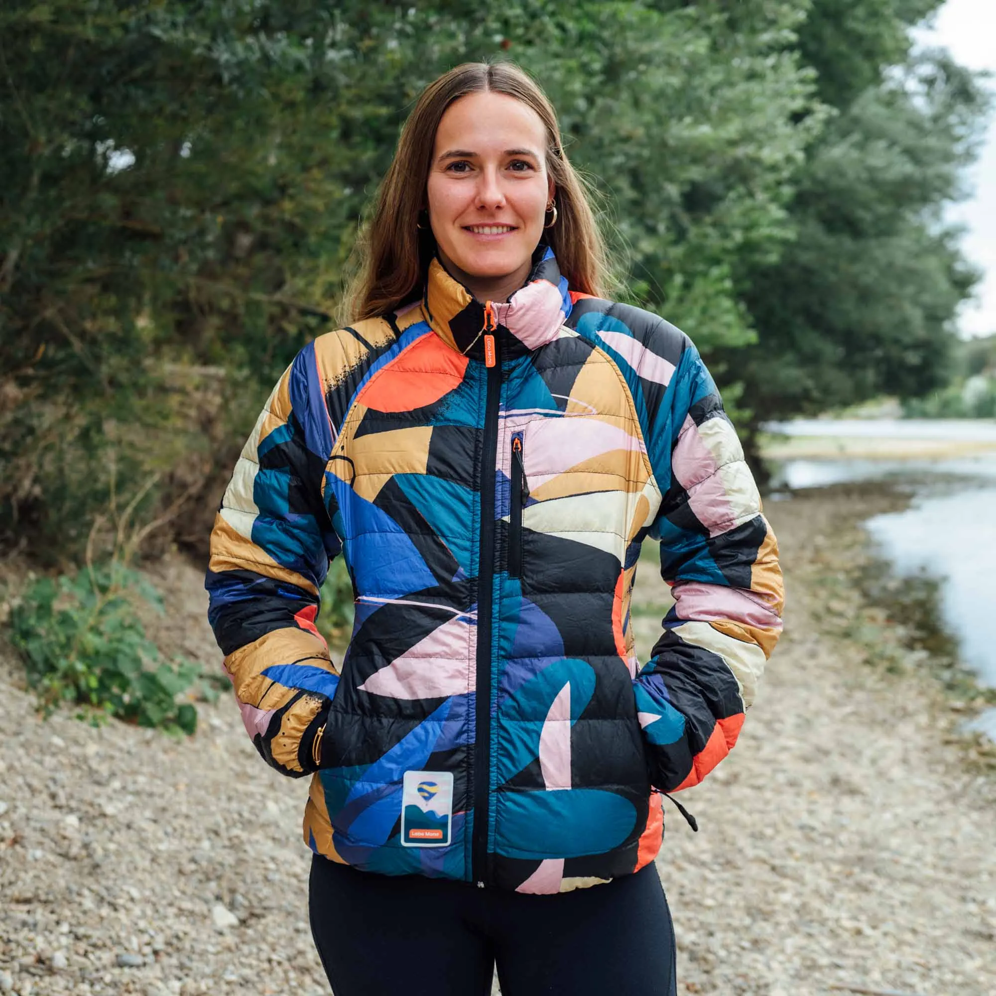 Women's Reversible Lightweight Puffer Jacket, Mixed Print & Black