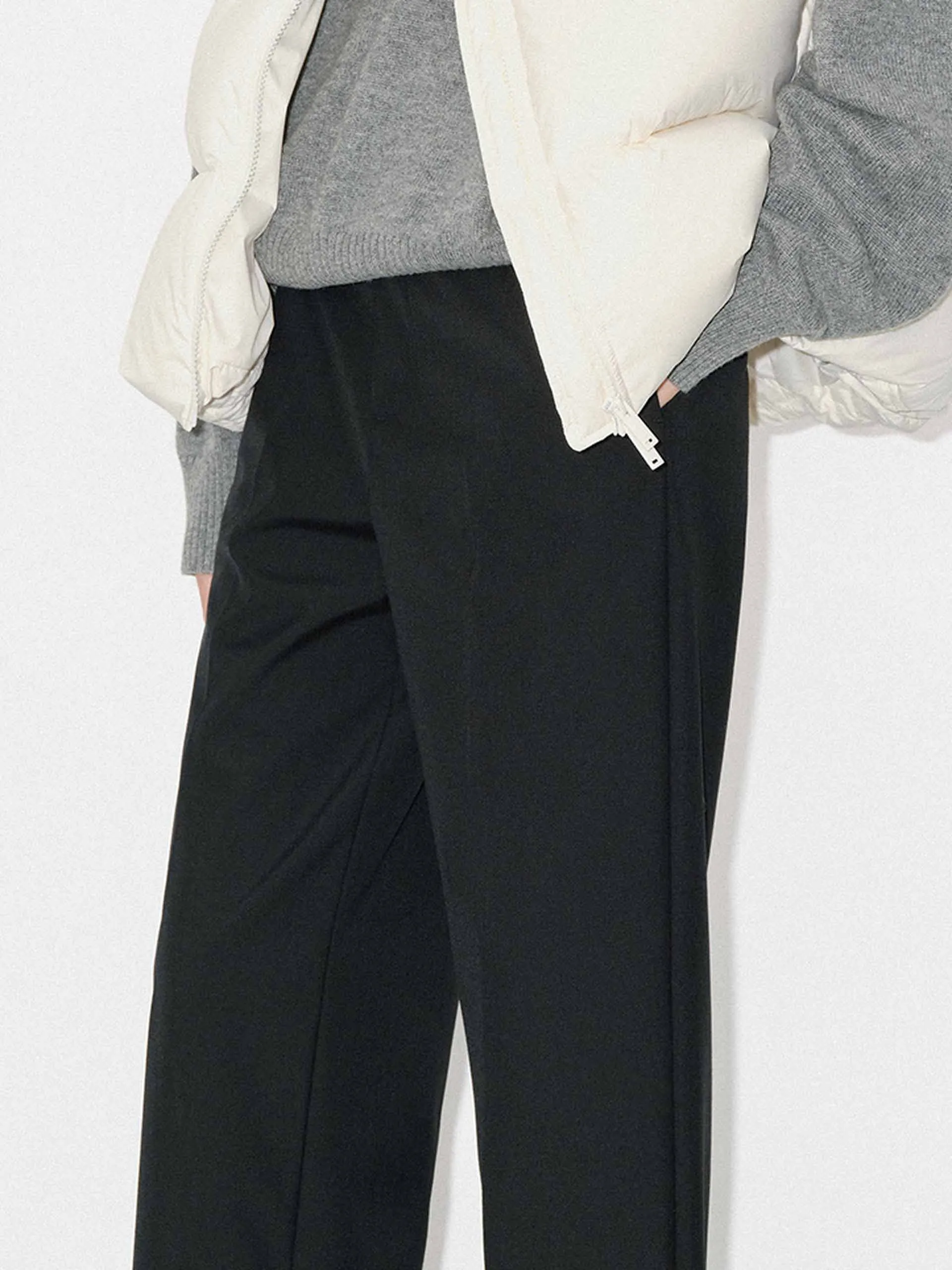 Wool Blend Tailored Ankle Pants