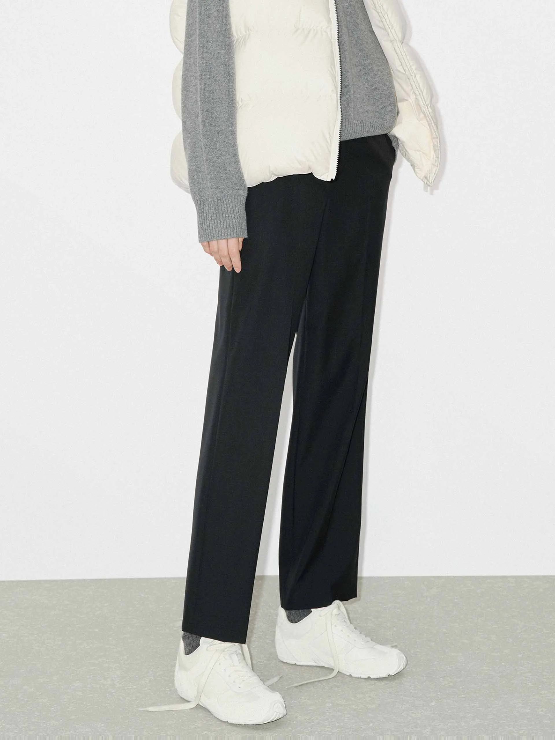 Wool Blend Tailored Ankle Pants