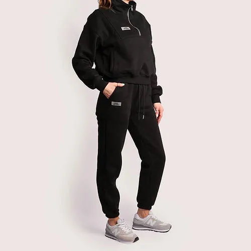 Yesmine Fleece Half Zip Jumper - Black