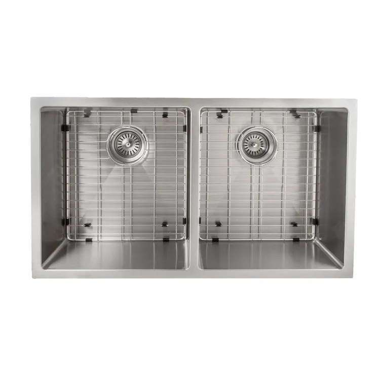 ZLINE Anton 33 in. Undermount Double Bowl Stainless Steel Kitchen Sink with Bottom Grid (SR50D-33)