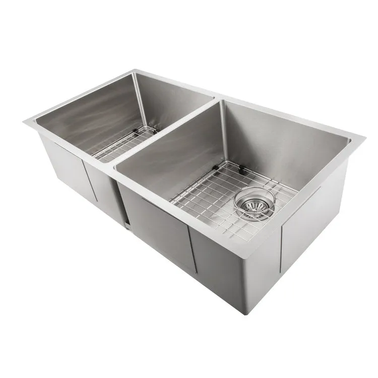 ZLINE Anton 36 in. Undermount Double Bowl Stainless Steel Kitchen Sink with Bottom Grid (SR50D-36)