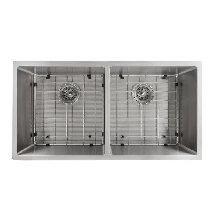 ZLINE Anton 36 in. Undermount Double Bowl Stainless Steel Kitchen Sink with Bottom Grid (SR50D-36)