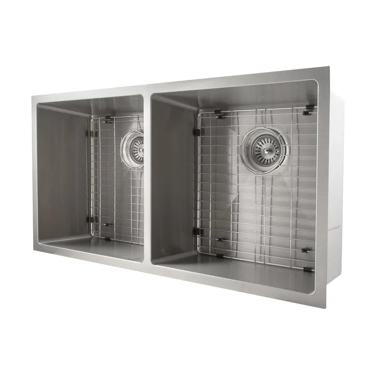 ZLINE Anton 36 in. Undermount Double Bowl Stainless Steel Kitchen Sink with Bottom Grid (SR50D-36)